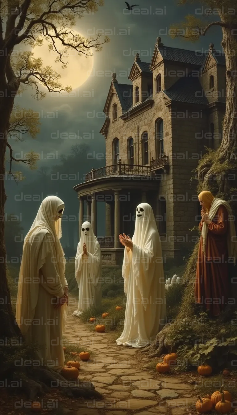 "Ghostly Gathering on Halloween Night"
