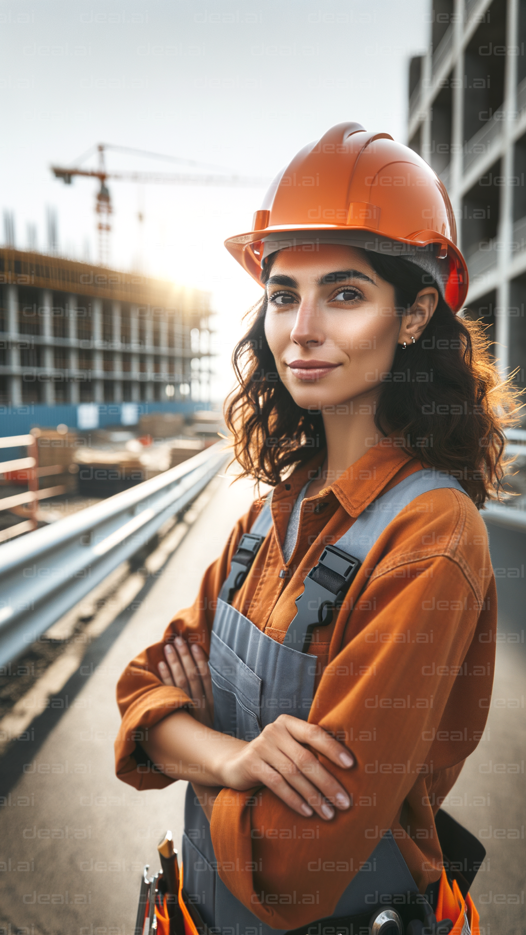 Confident Female Engineer at Construction Site