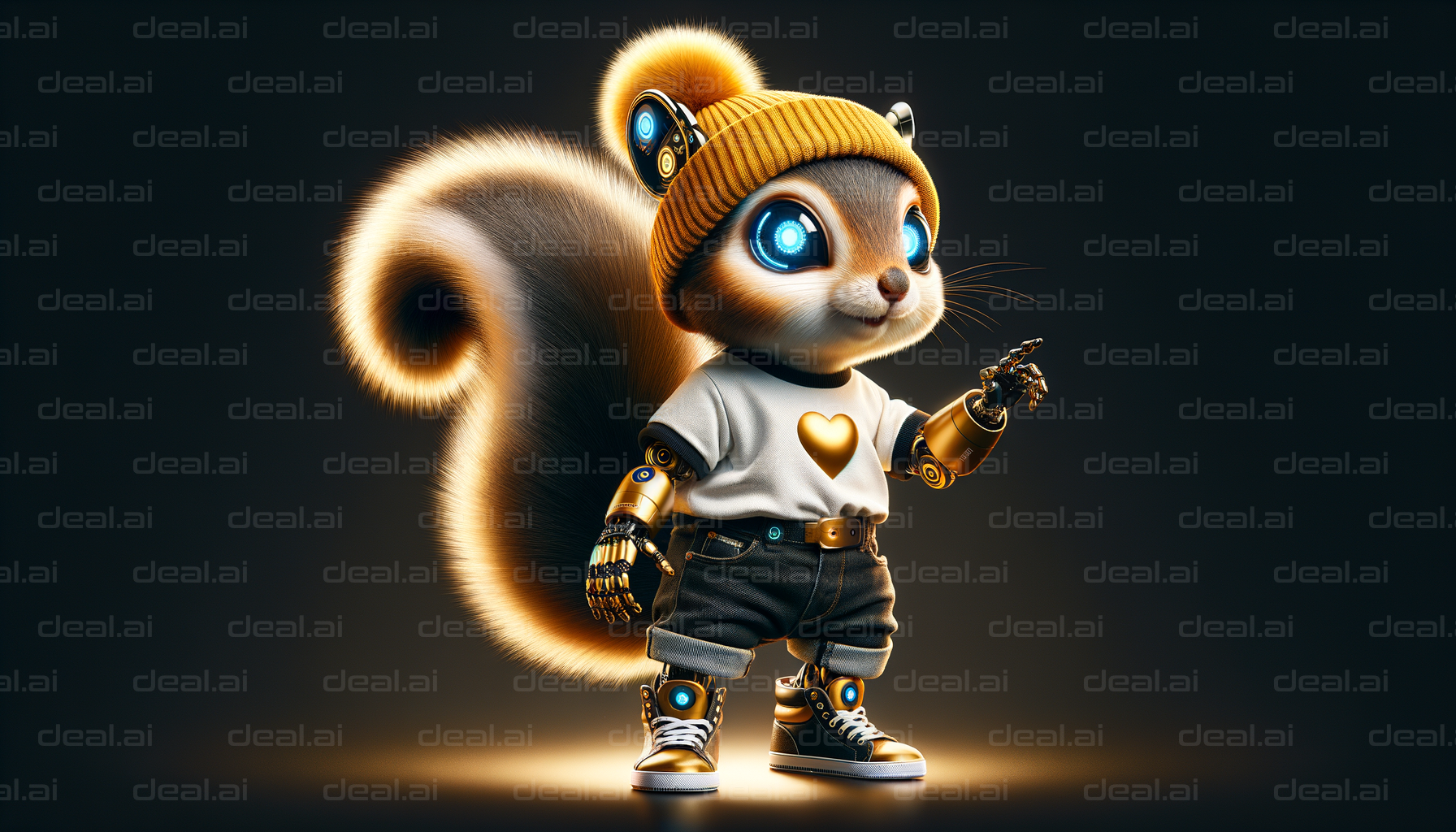 Cyberpunk Squirrel with Heart Shirt