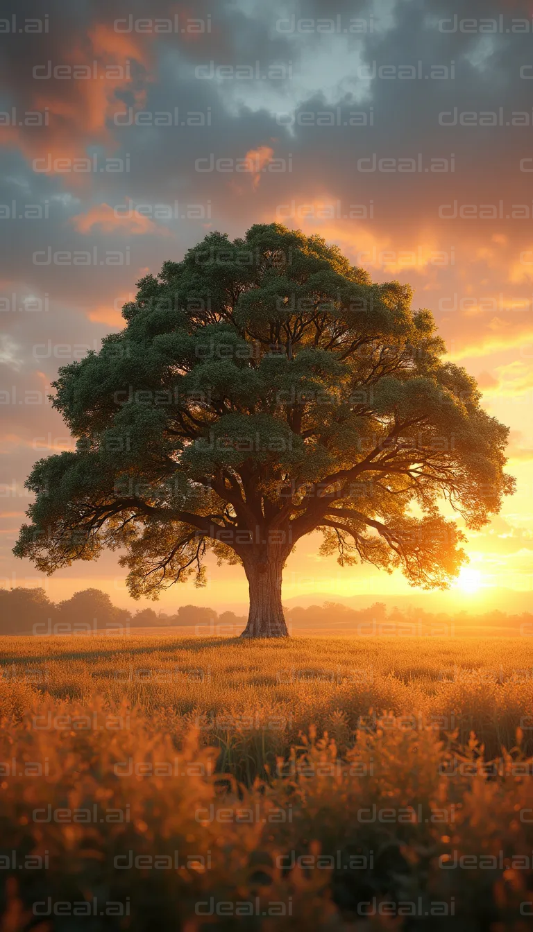 "Majestic Tree at Sunset"