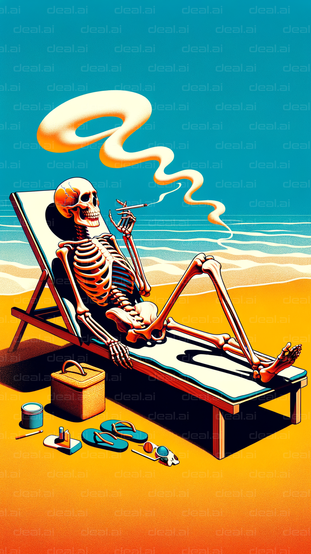 "Relaxing Skeleton on the Beach"