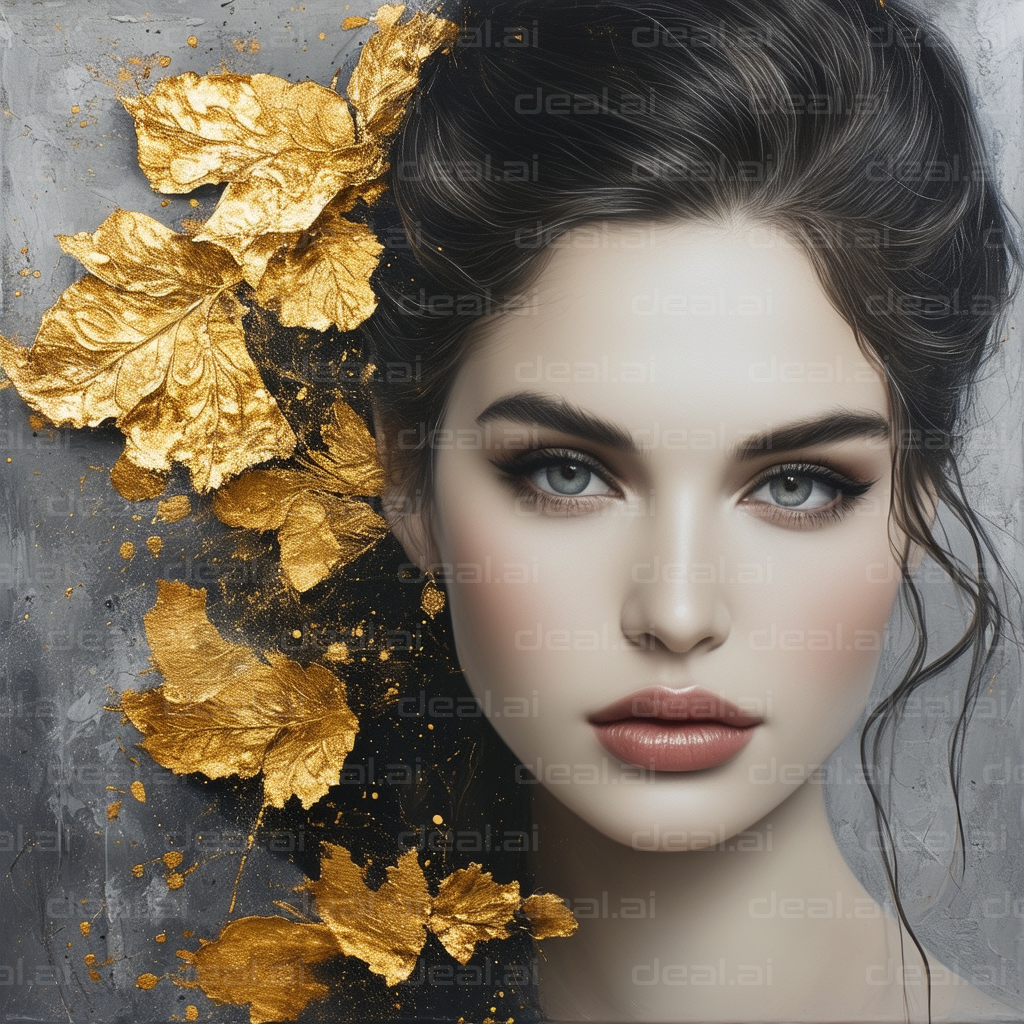 Enchanting Beauty with Gold Leaves