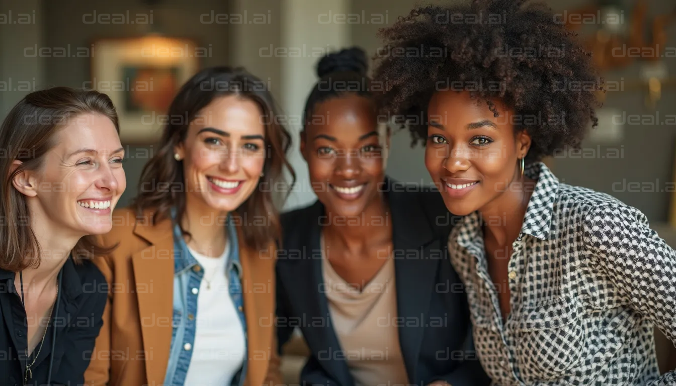 "Cheerful Women Posing Together Smiling"