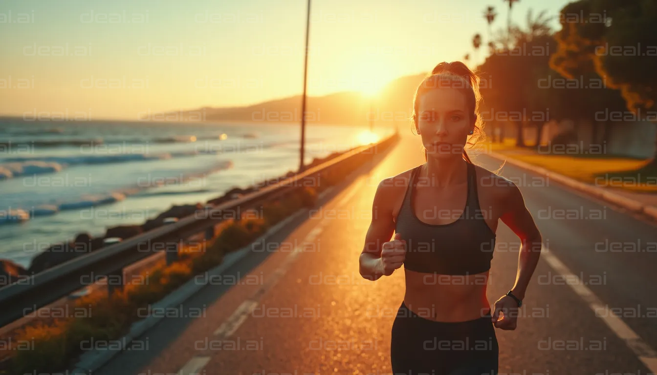 "Sunset Run by the Ocean"