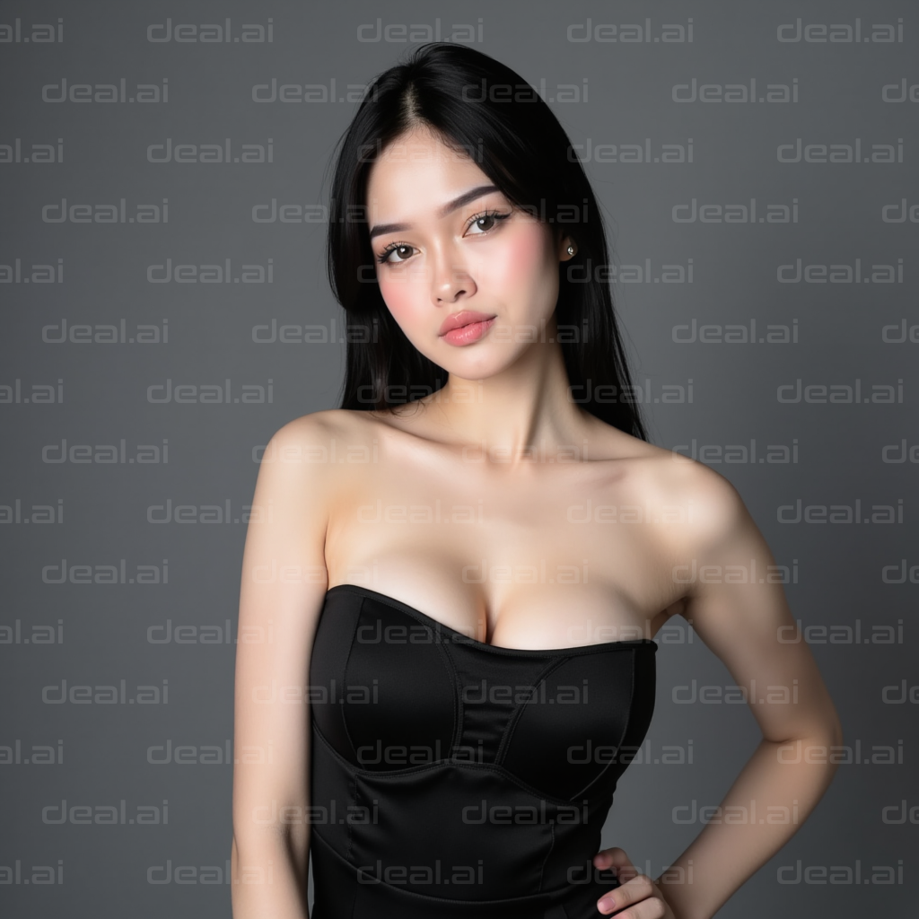 Elegant Woman in Black Dress