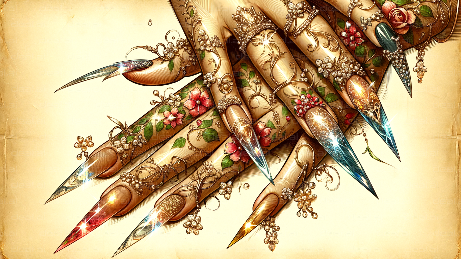 Exquisite Floral Nail Art Design