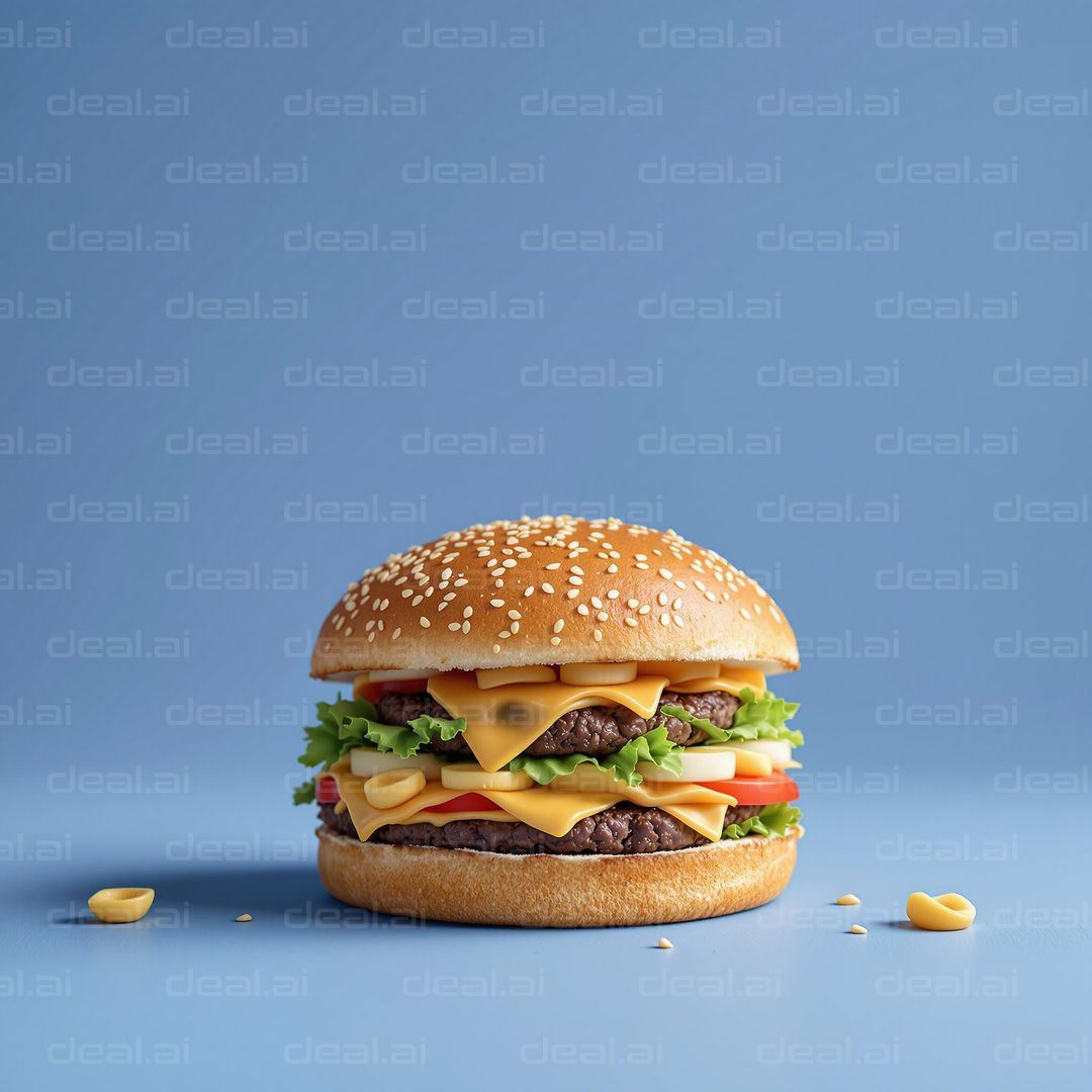 Cheeseburger Delight on Blue Background