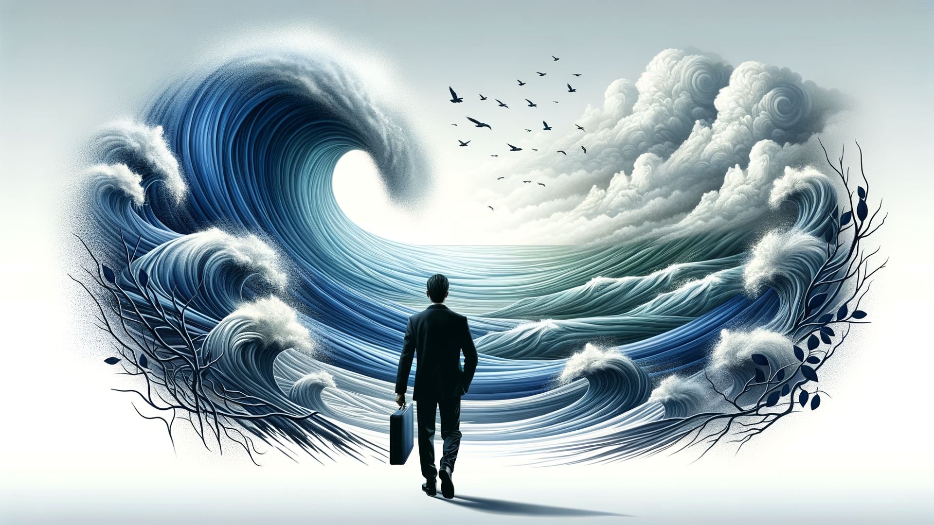 "Man Facing the Tidal Wave of Change"