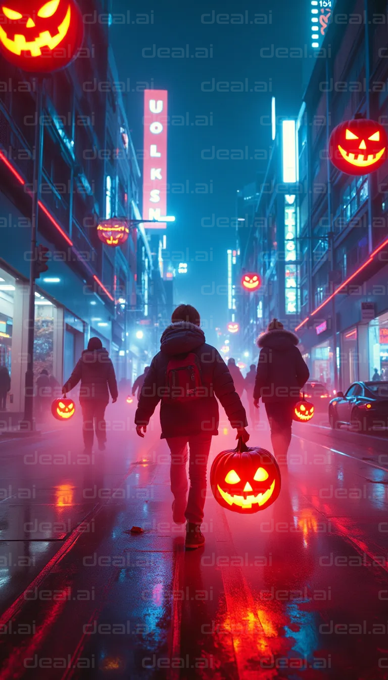 Neon Halloween Street Walk