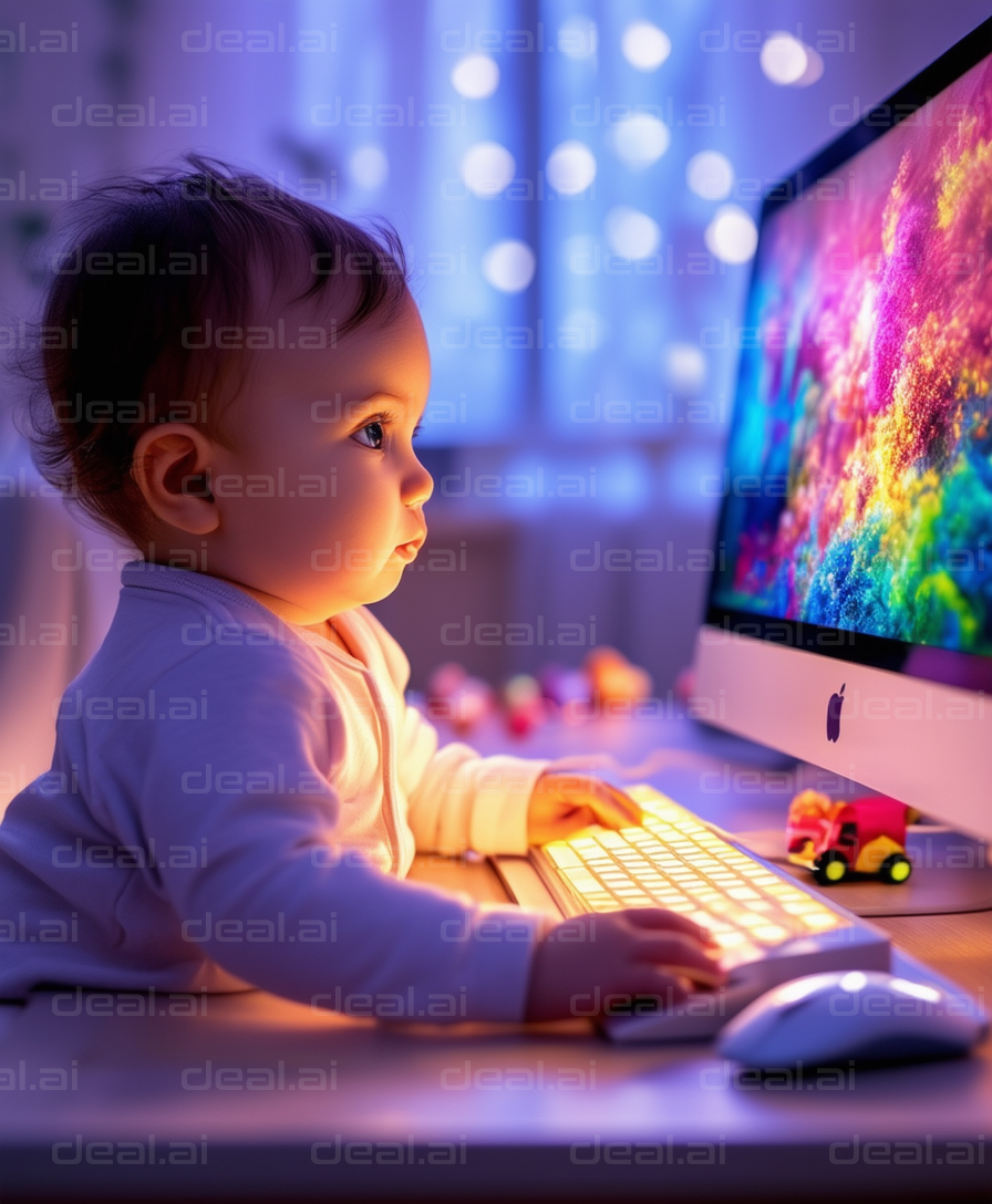 "Baby's Fascination with Computer Screen"