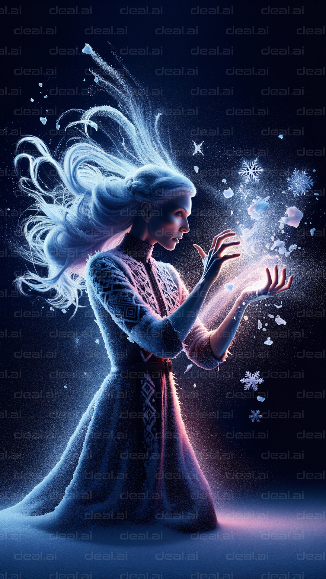 "Ice Enchantress Unleashing Frost Magic"