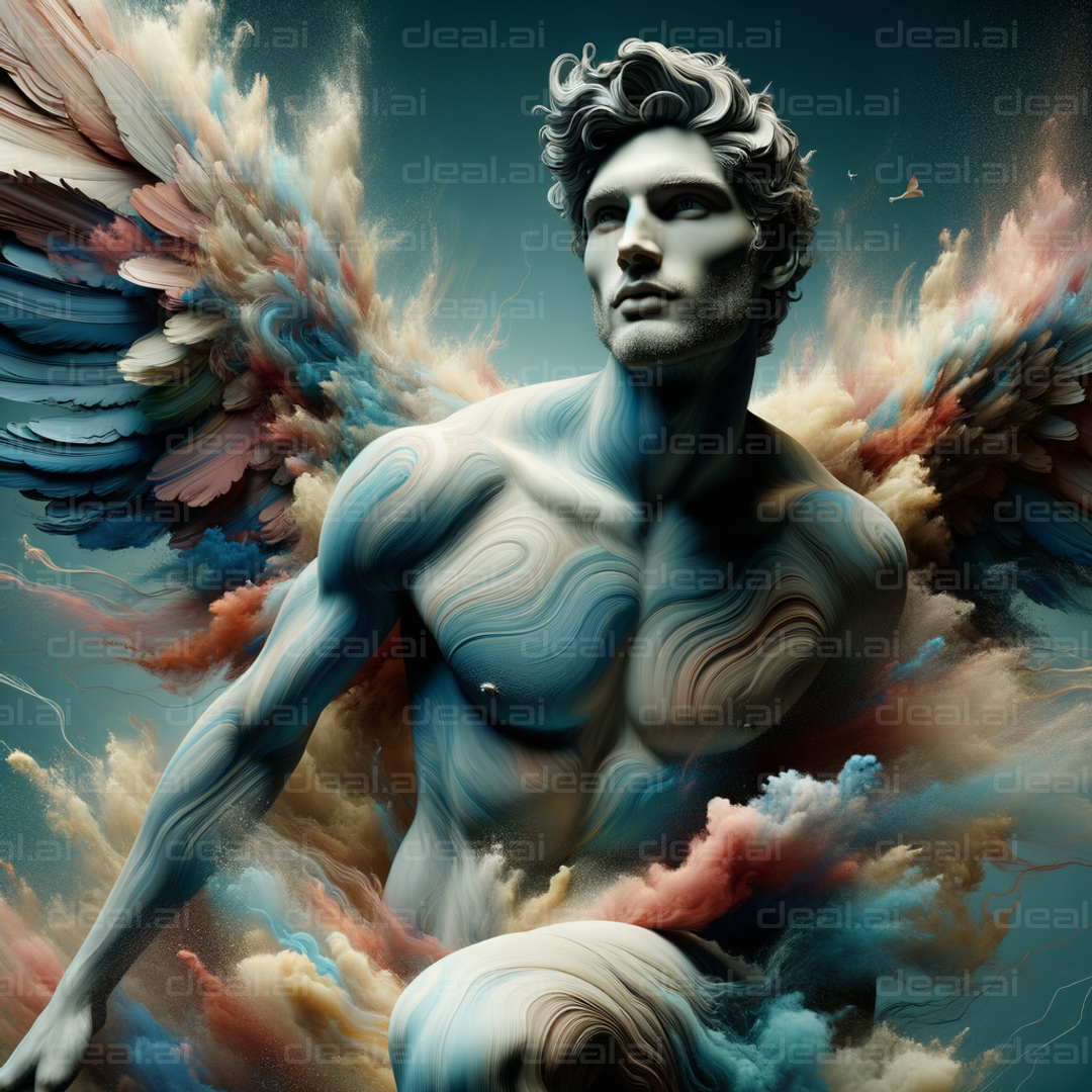 "Celestial Guardian with Vibrant Wings"