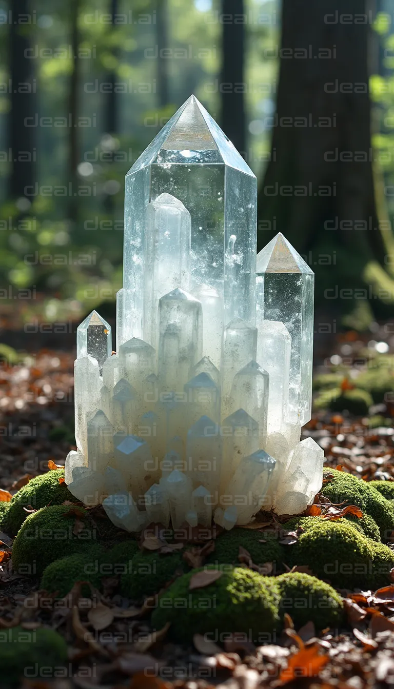 "Crystal Cluster in Forest Sunlight"