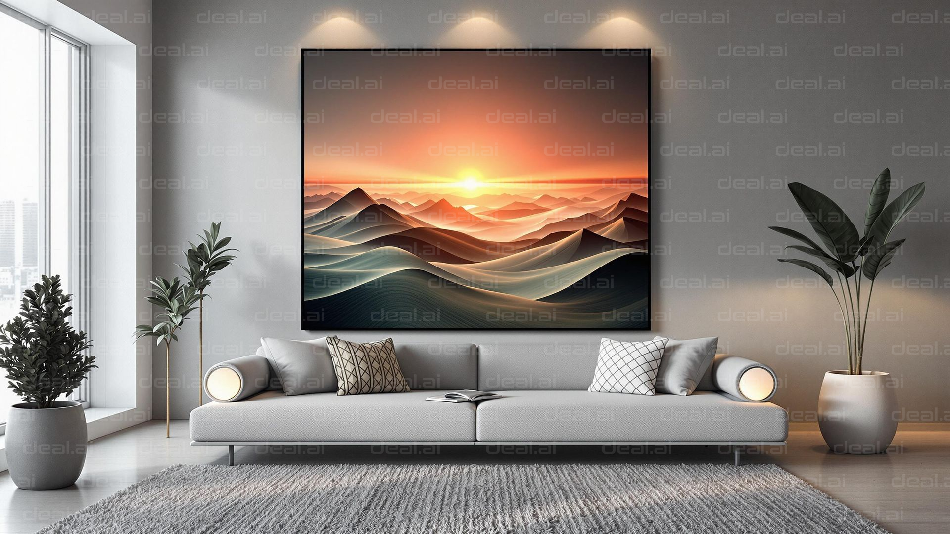 "Sunset Tranquility in Modern Living Room"