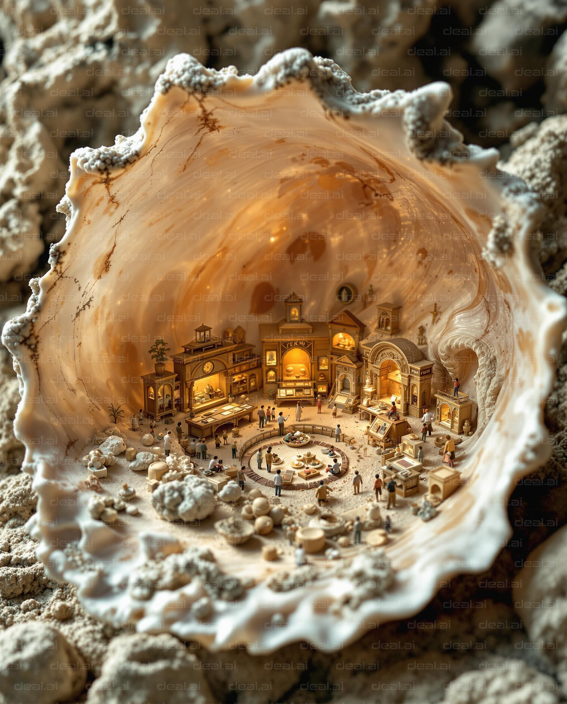 Miniature Village in a Seashell