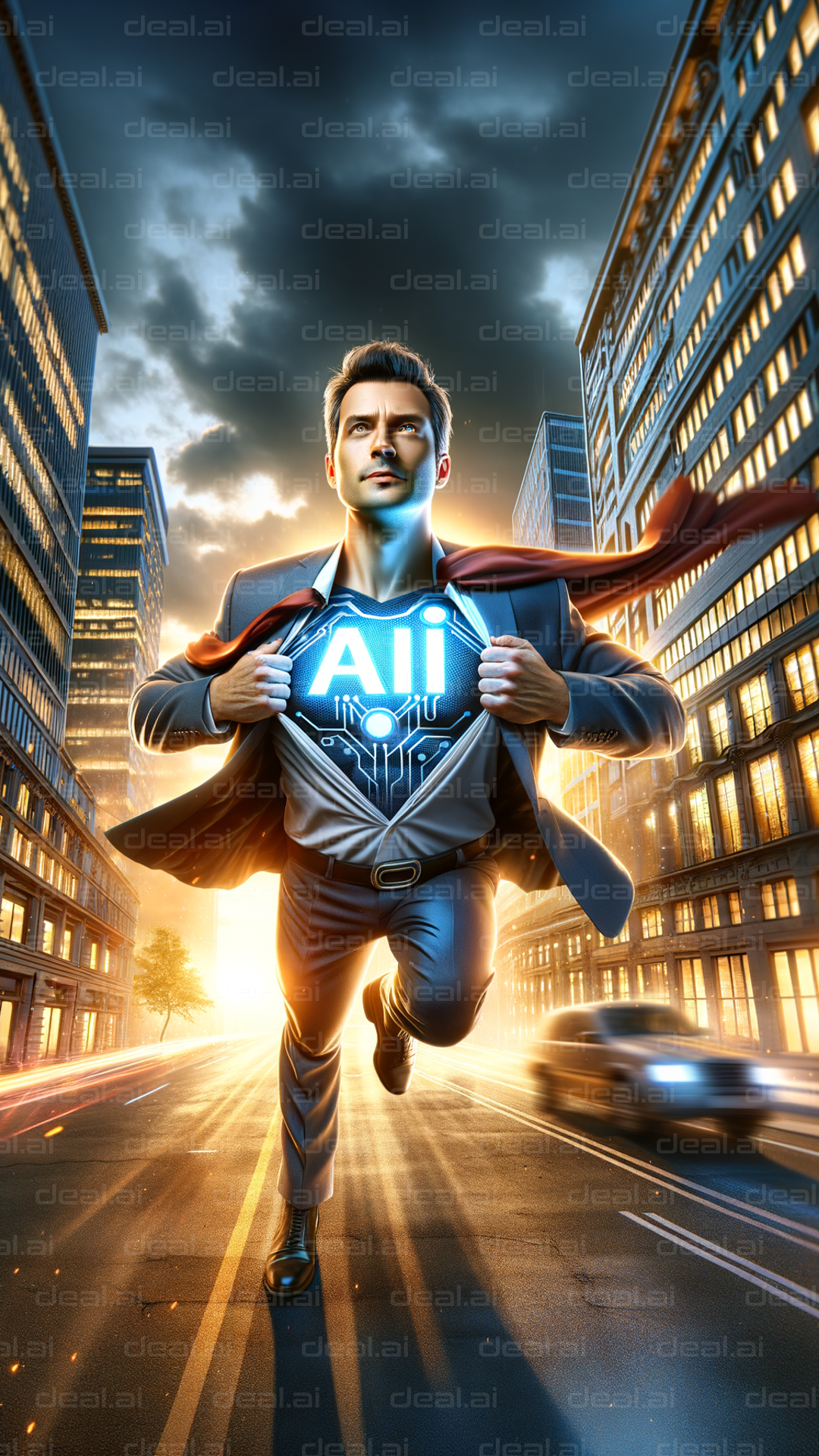 AI Superhero in the City.