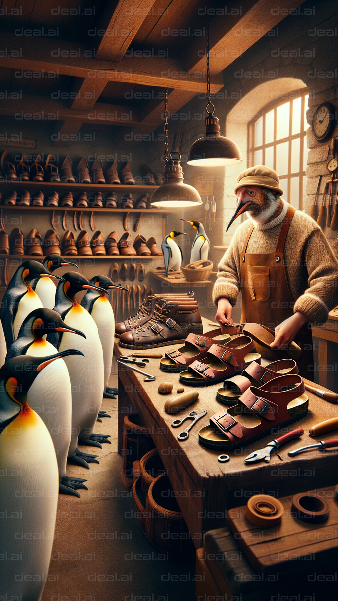 Penguins Visit the Shoemaker’s Workshop