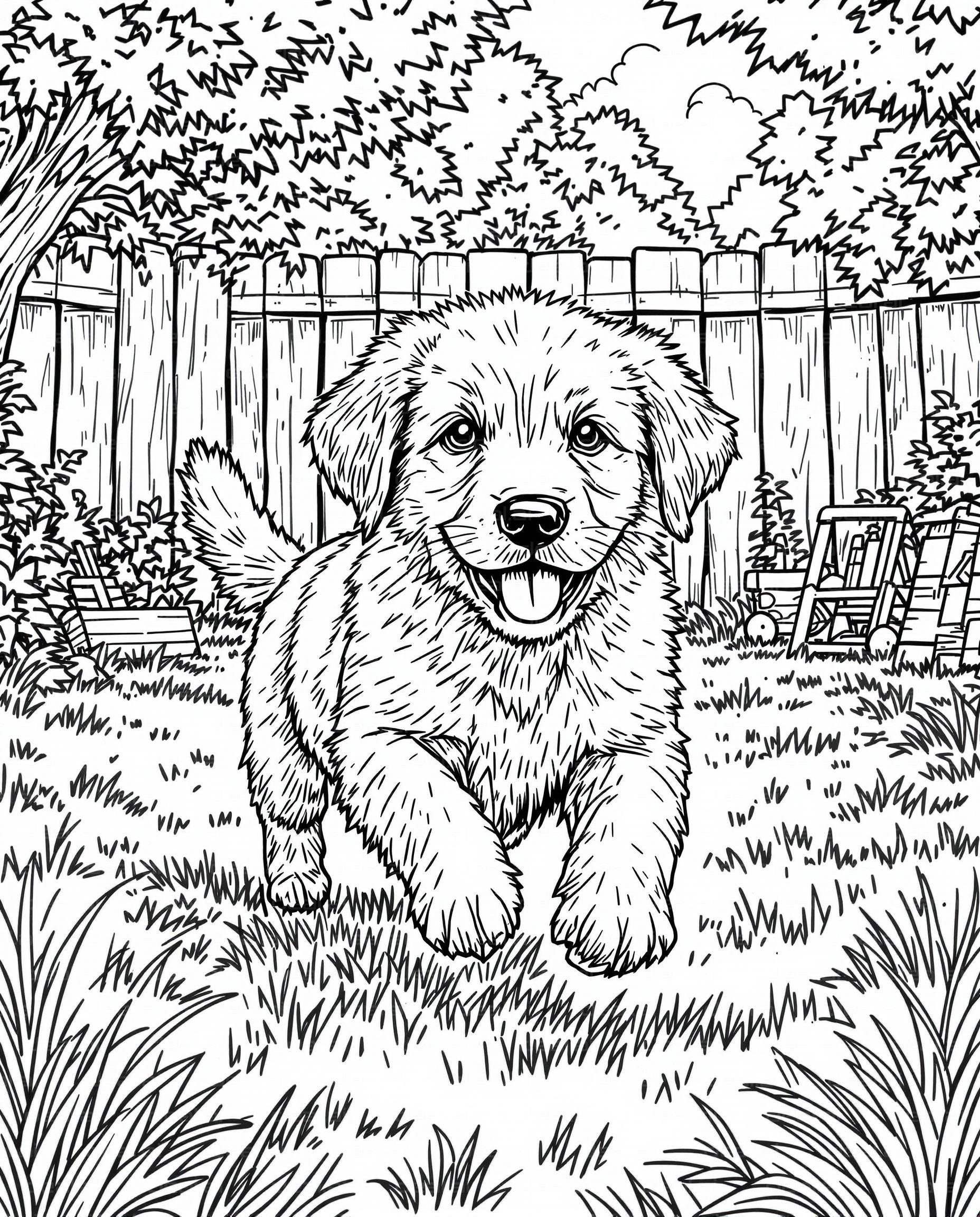 "Puppy's Joyful Backyard Adventure"