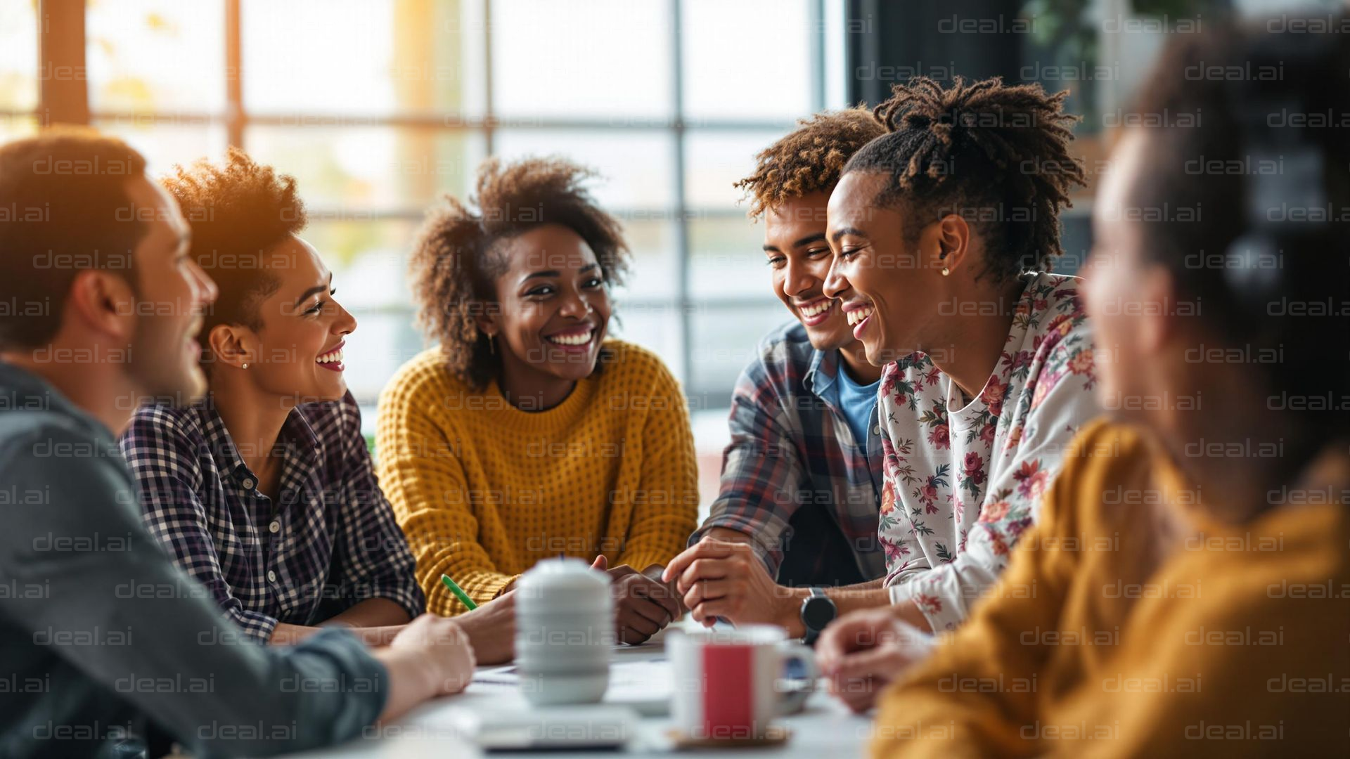 Group Laughing Together Indoors