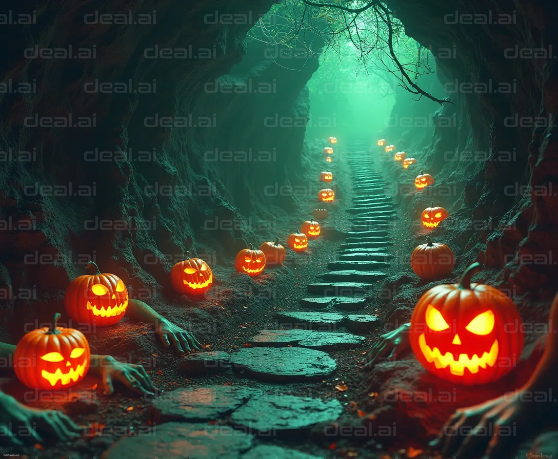 "Spooky Halloween Tunnel of Pumpkins"