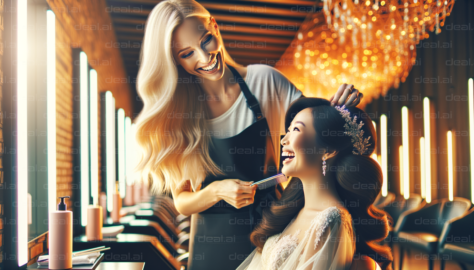 Bride Getting Ready at Hair Salon