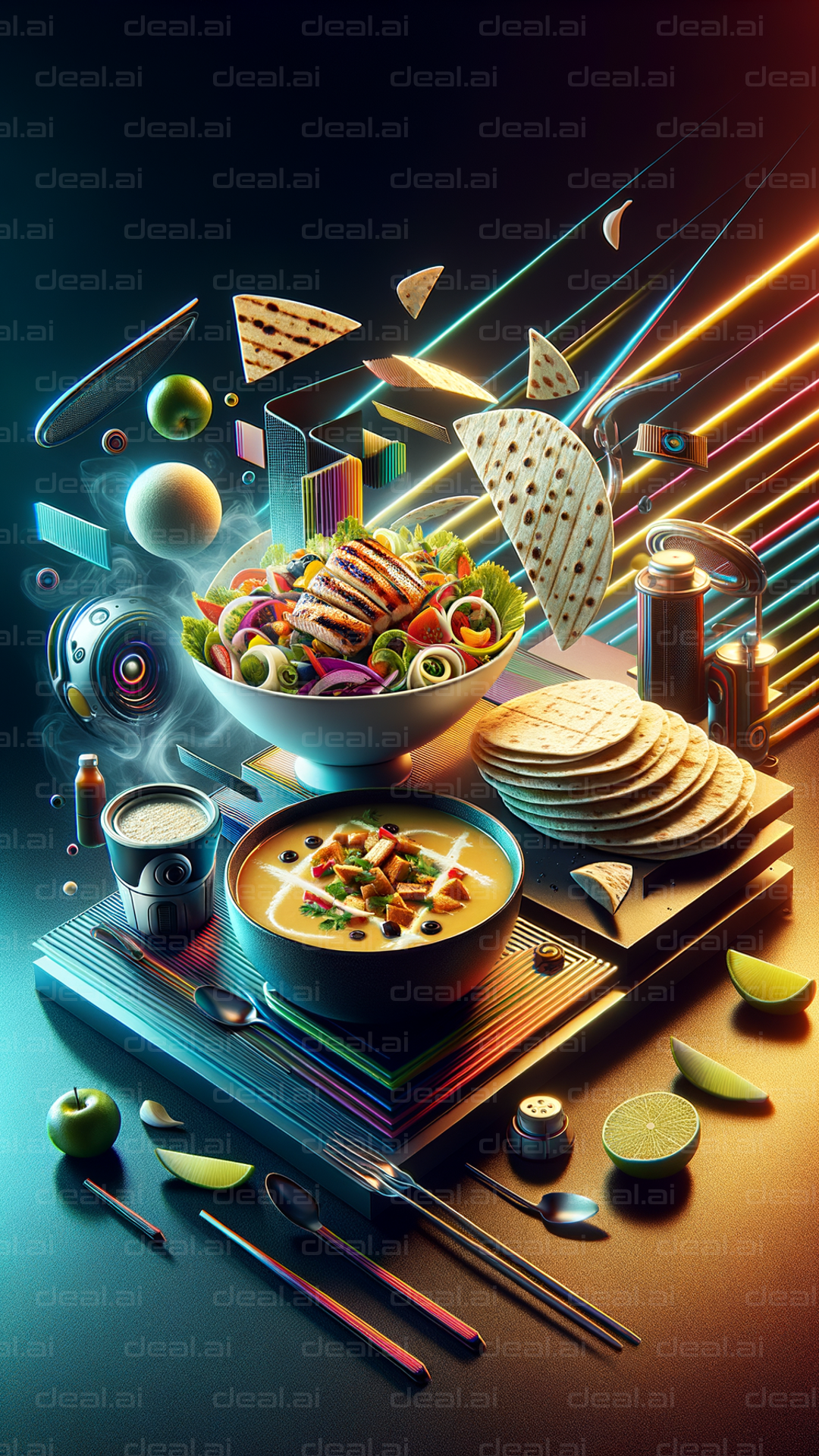 "Futuristic Food Fusion Artwork"