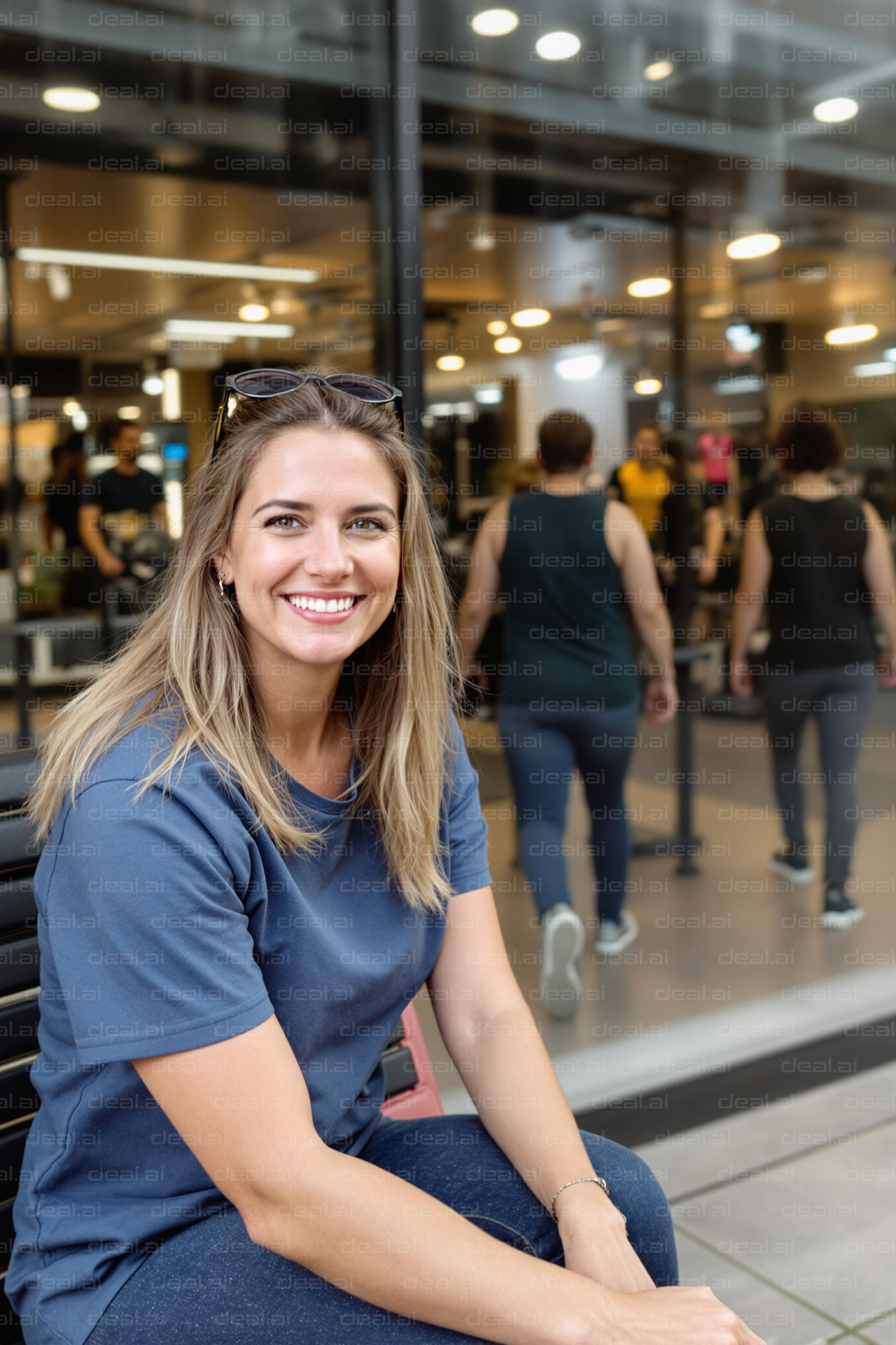 Smiling Woman Outside Gym Entrance