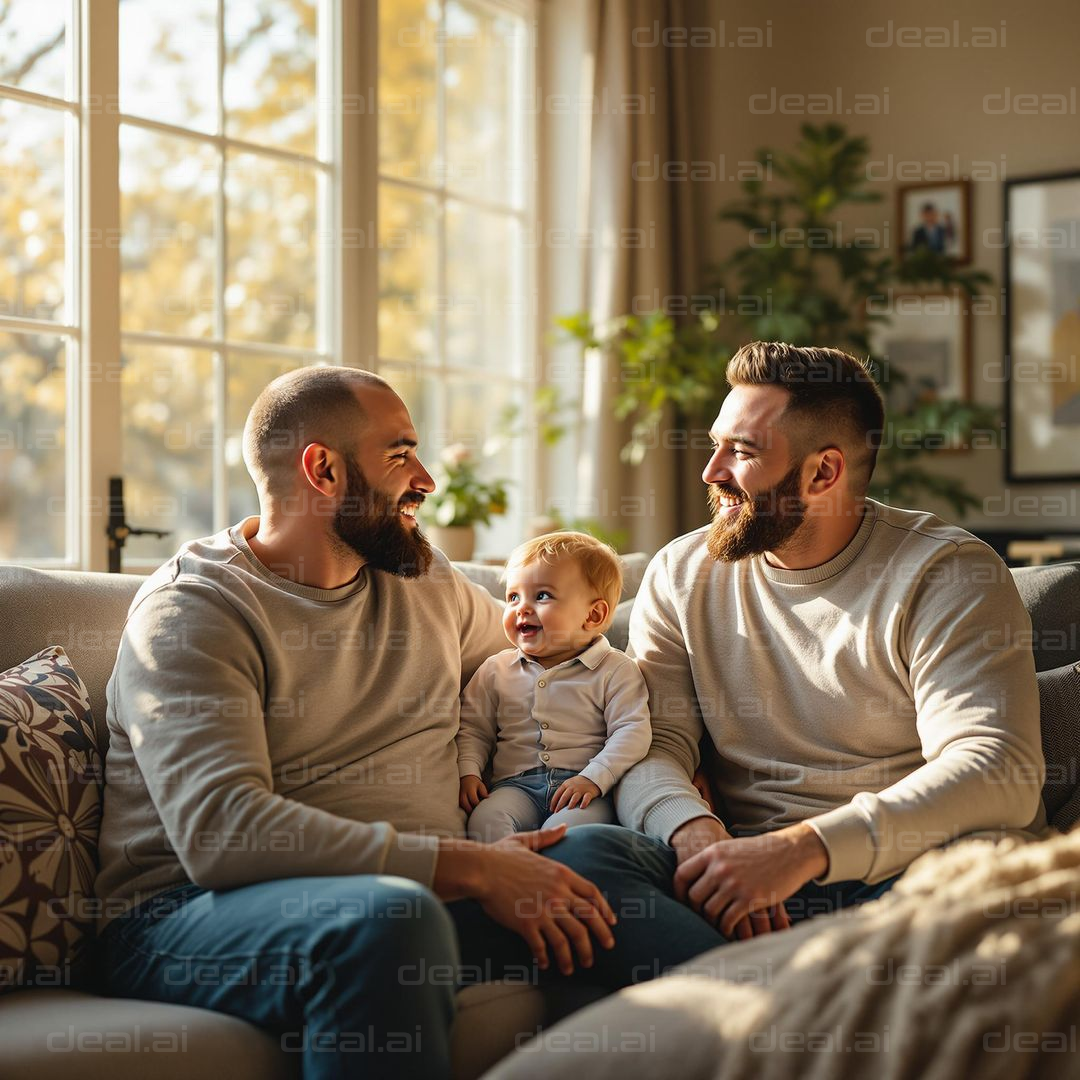 "Happy Family Moment on the Couch"