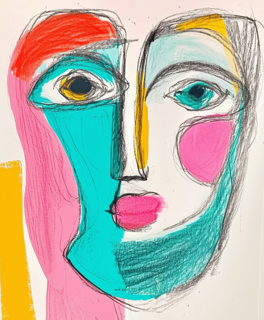 "Abstract Face with Bold Colors"