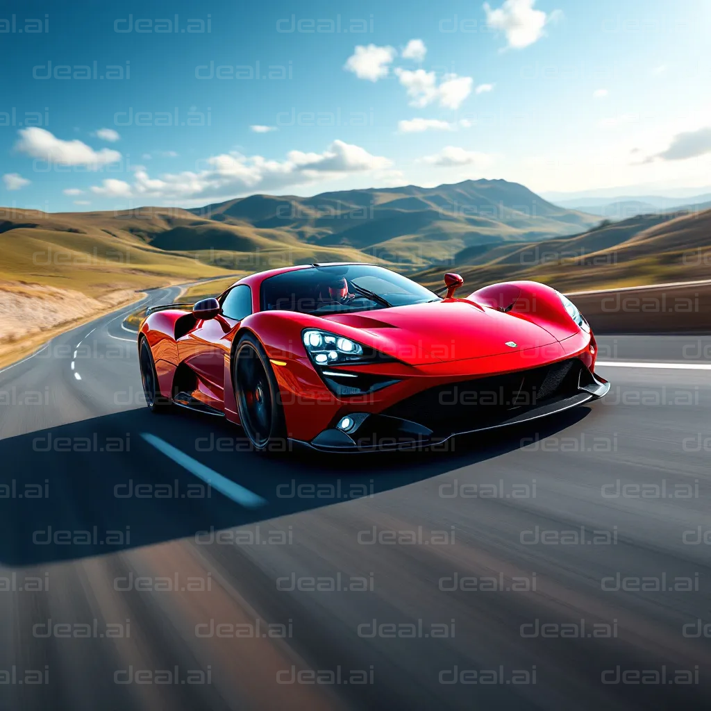 Red Supercar on Open Road