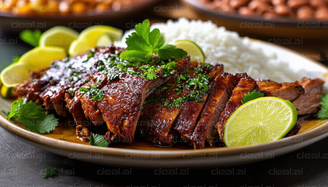 "Delicious BBQ Ribs with Lime and Rice"