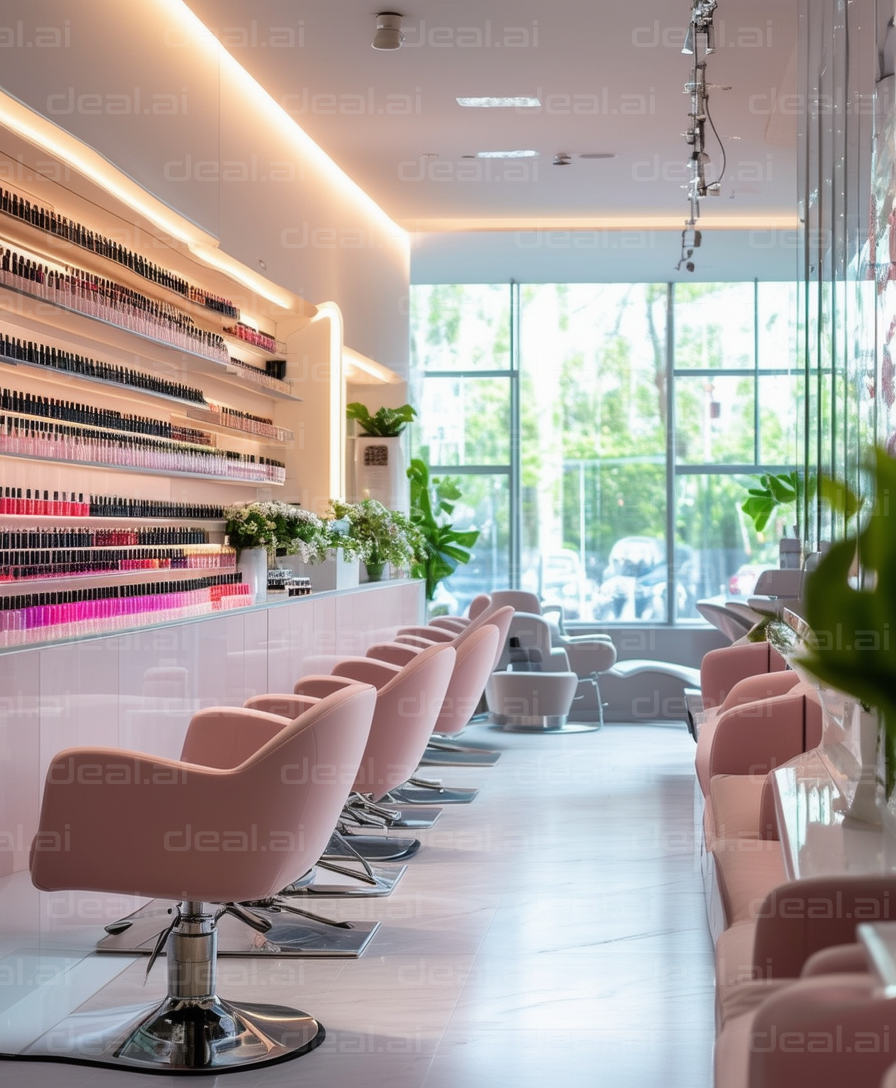 Chic Modern Salon with Pink Chairs