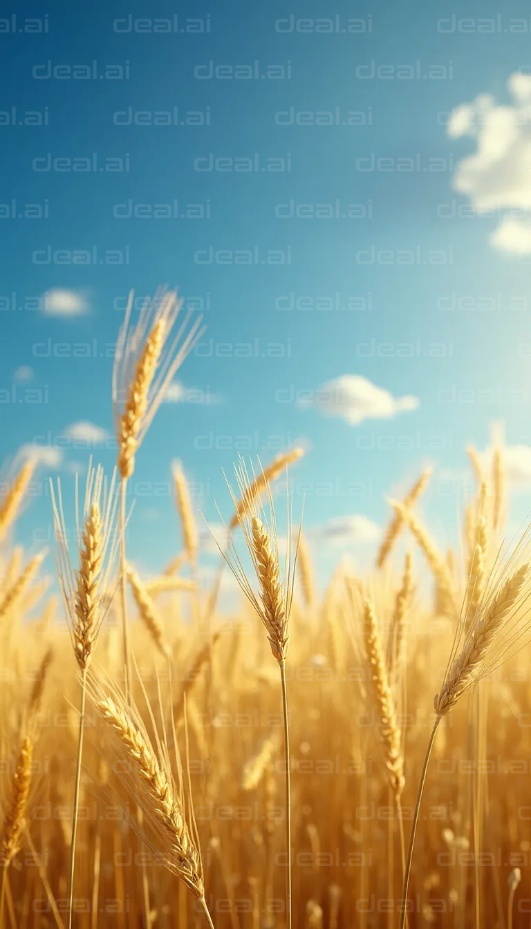 Golden Wheat Field Under Blue Sky