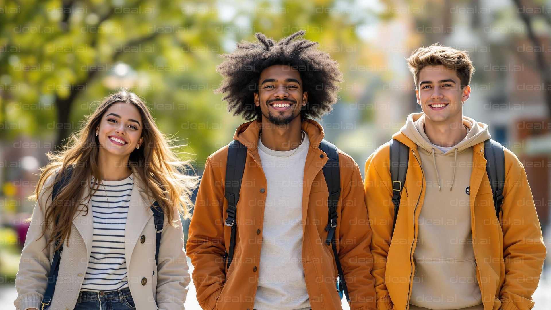 Cheerful Friends Strolling Together