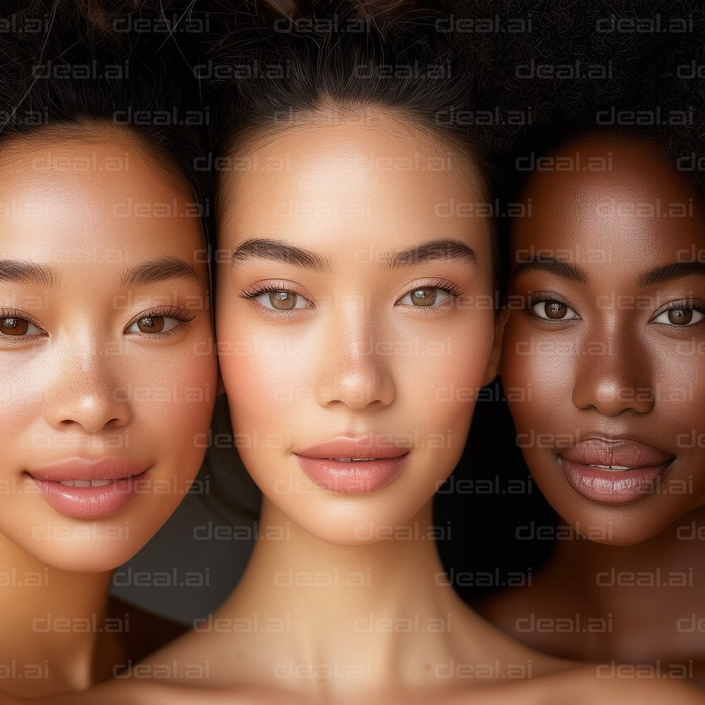 "Three Women Embracing Natural Beauty"