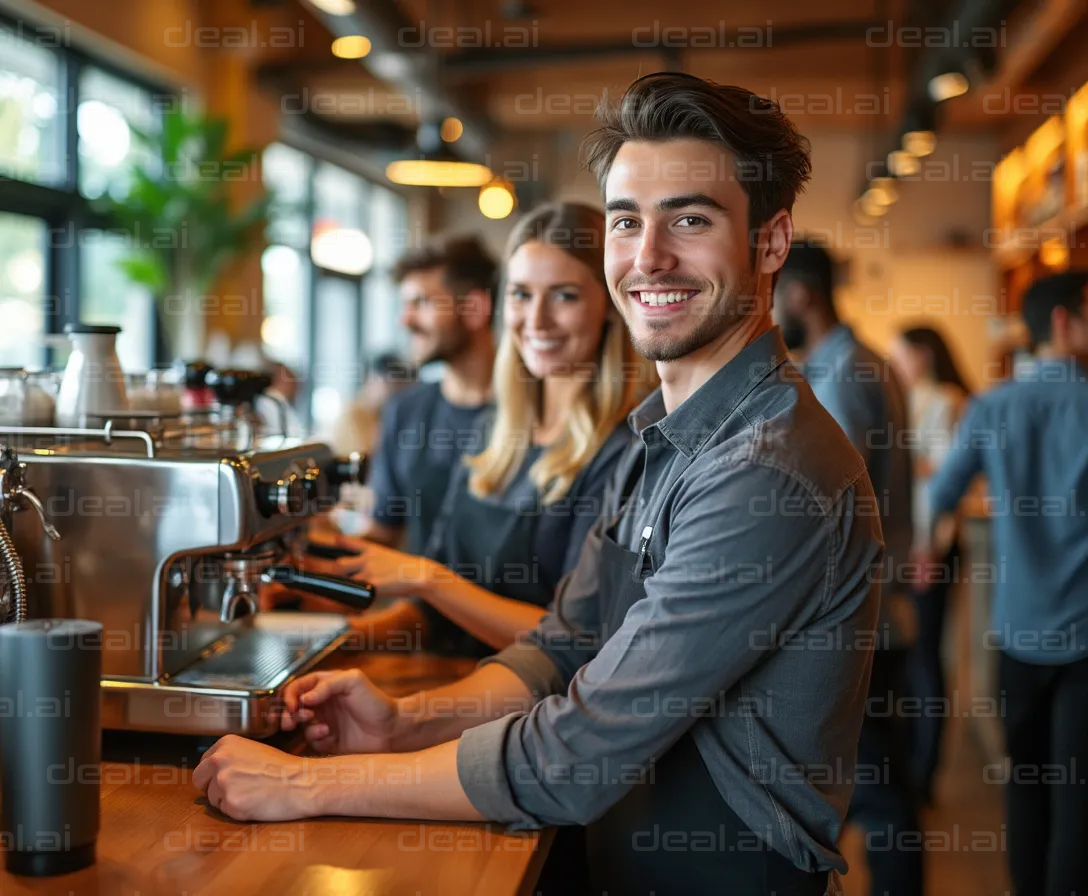 "Smiling Baristas at Work"