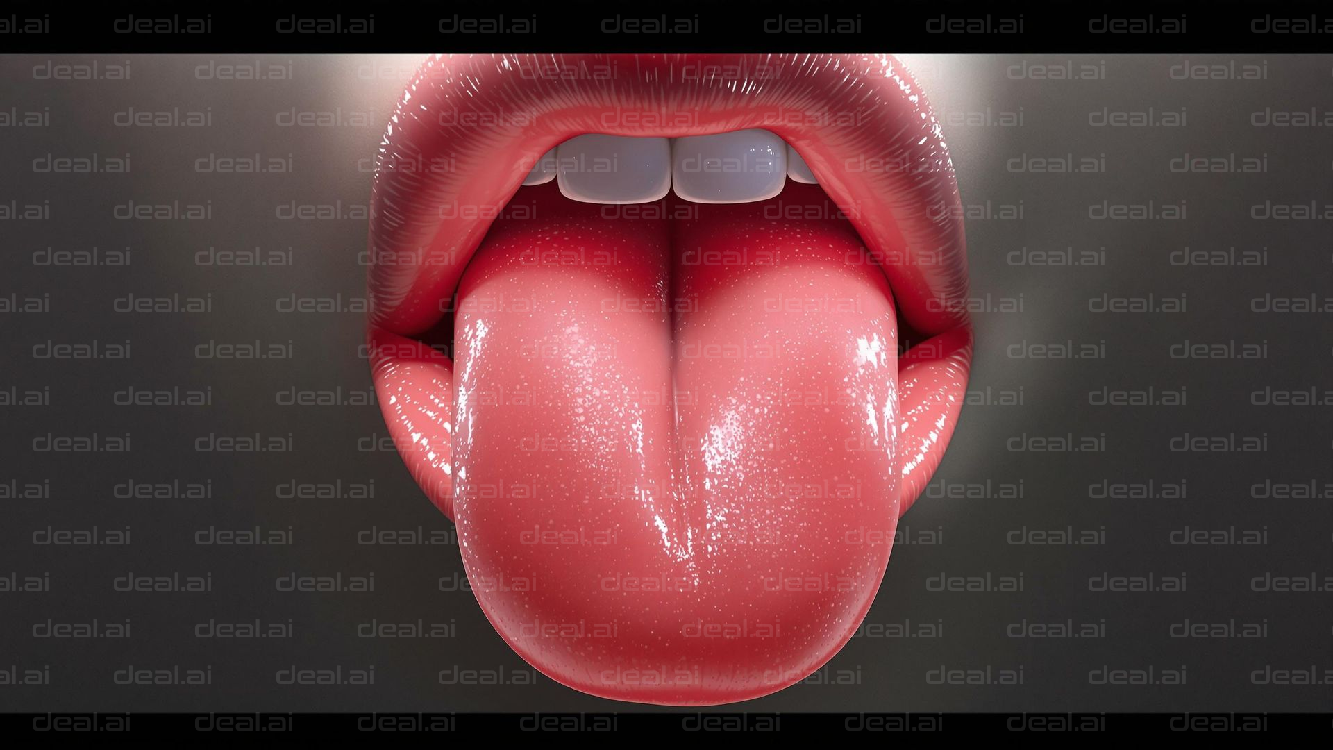 Glossy Lips and Tongue Close-Up