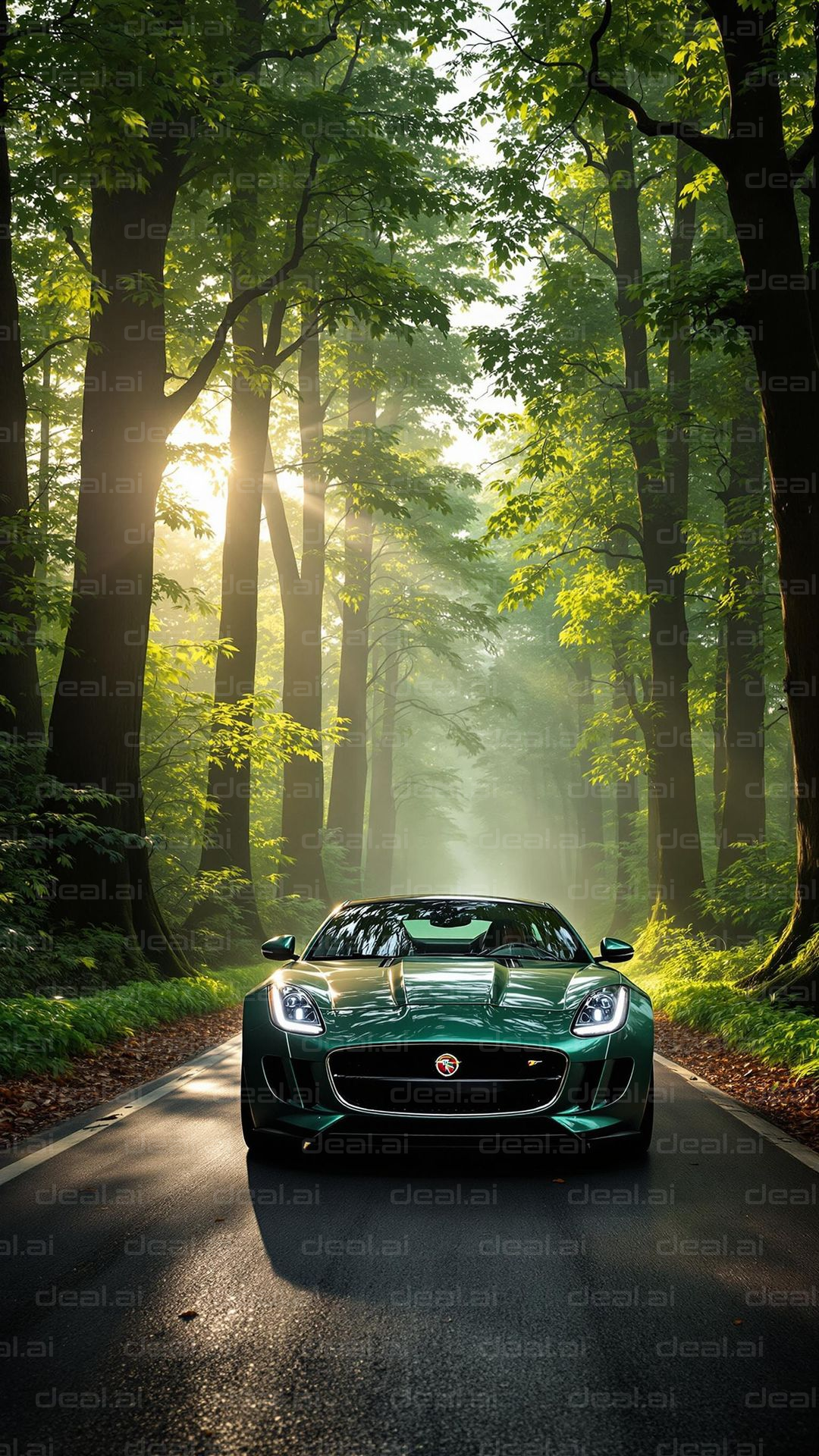 Sportscar in Serene Forest Drive