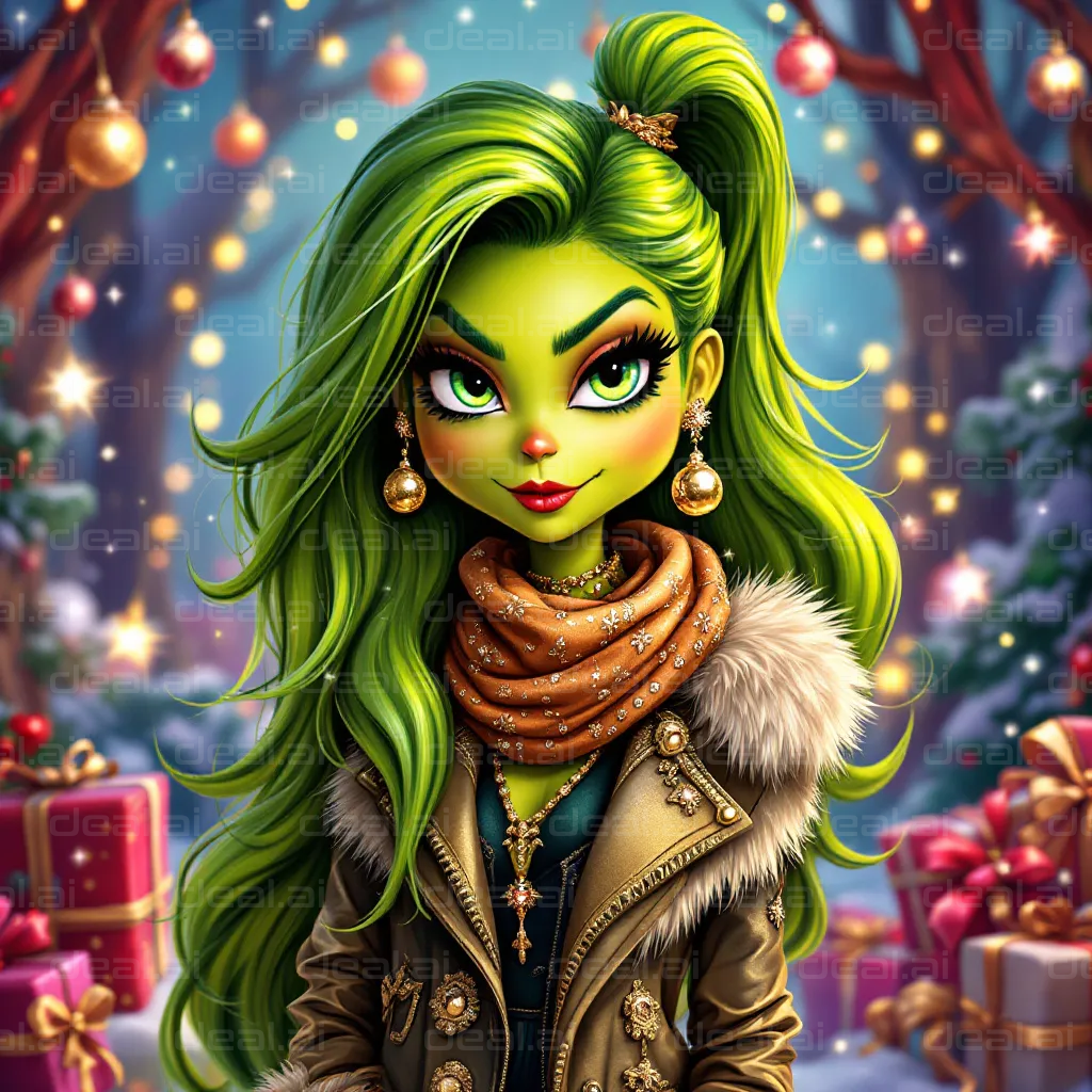 Festive Green Fantasy Character