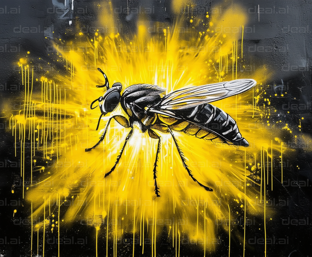 Graffiti Wasp with Yellow Splash Burst