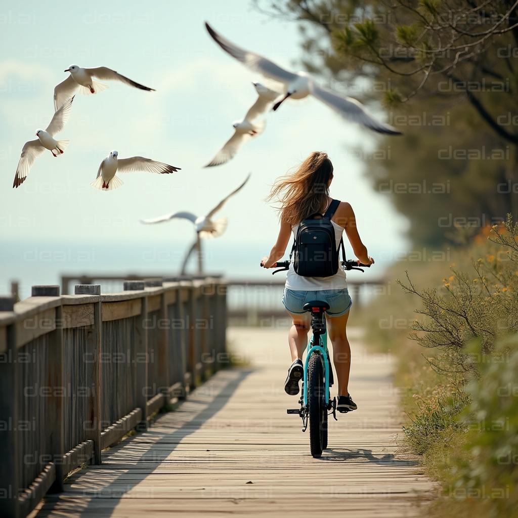 Cycling Along the Seaside Boardwalk