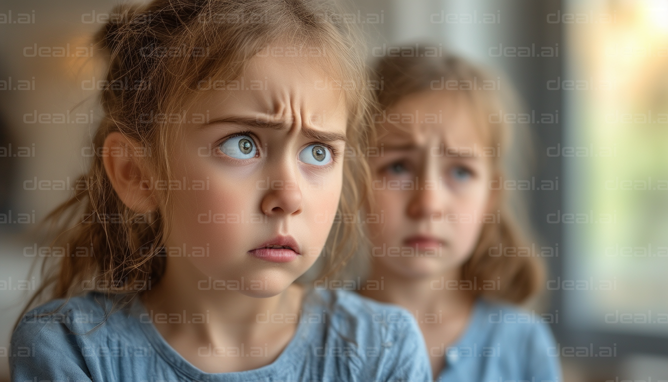 "Sisters' Synchronized Puzzled Expressions"