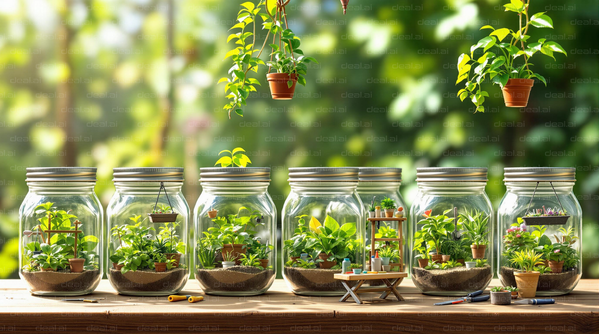 Miniature Jar Gardens Display