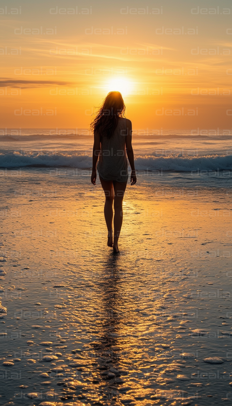 "Walking into the Sunset on the Beach"