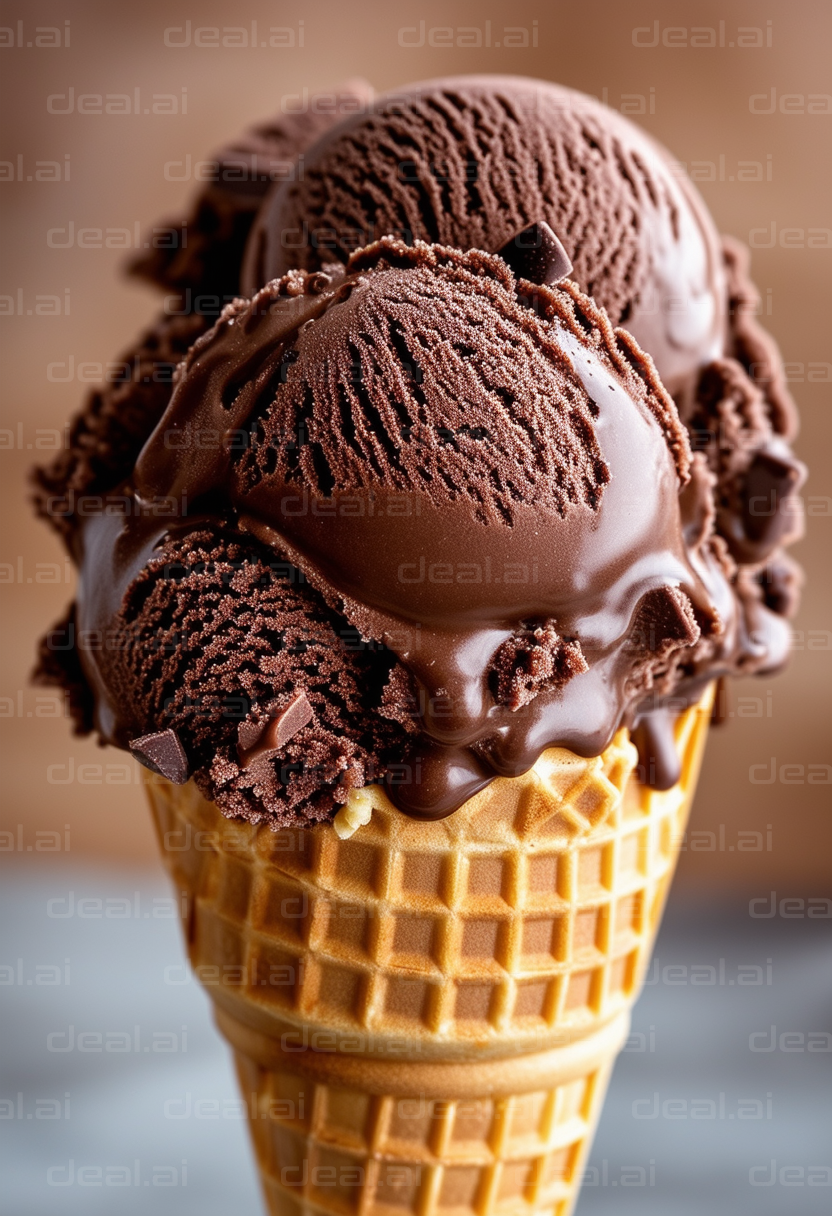 "Delicious Chocolate Ice Cream Cone"