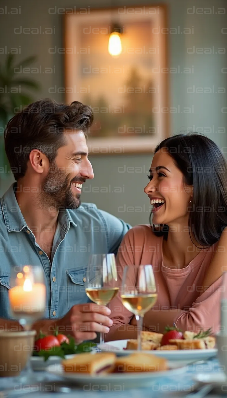 "Candlelit Dinner with Laughter and Wine"