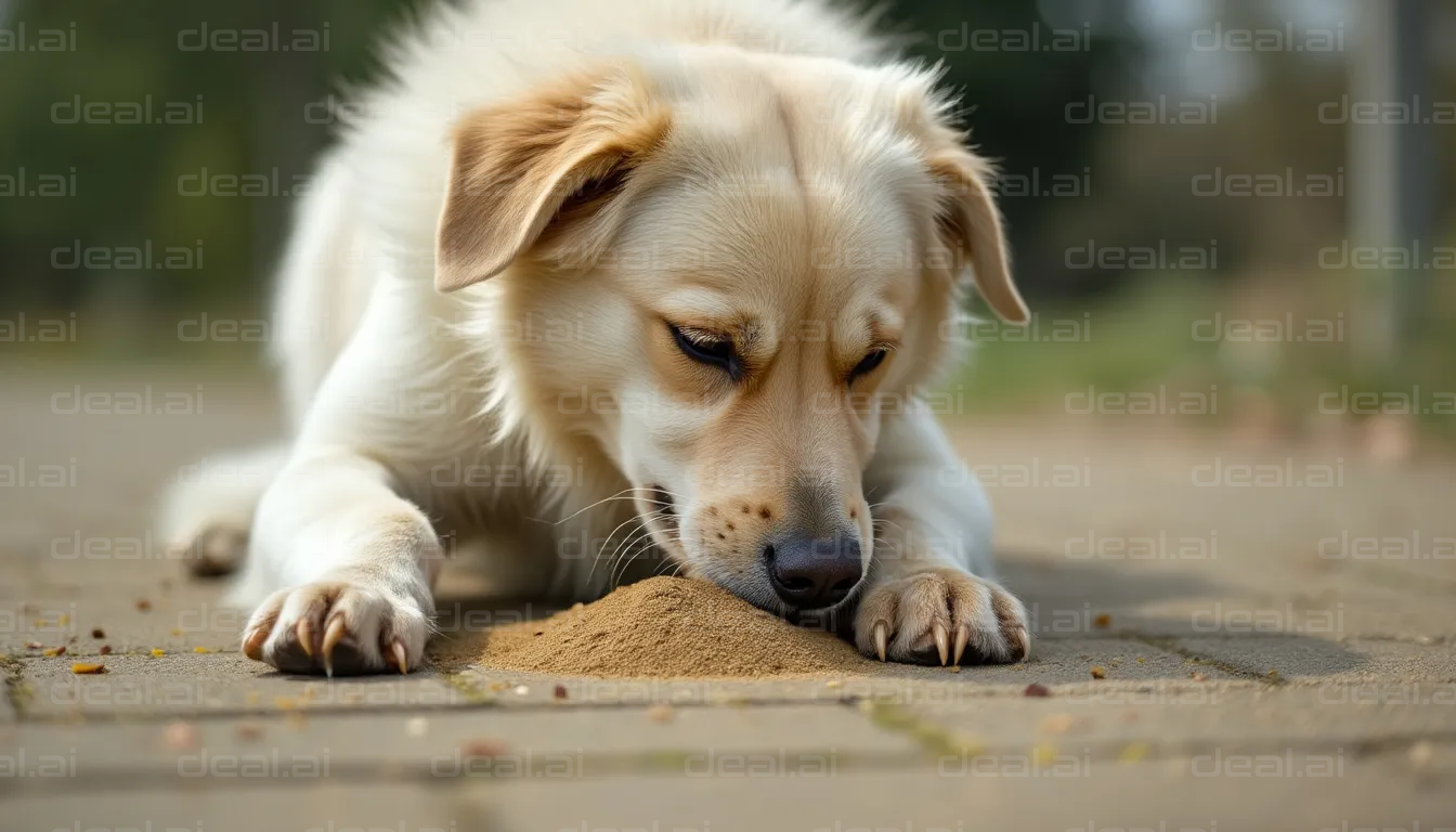 Curious Dog Sniffs Sandpile
