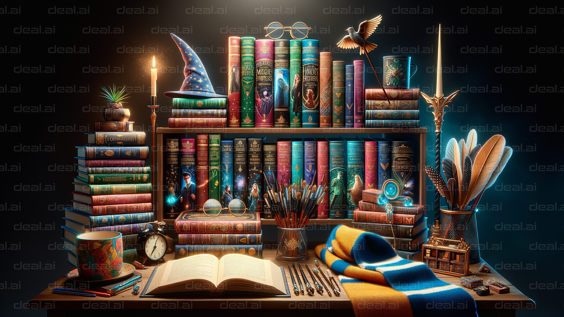 Magical Bookshelf and Wizard Tools