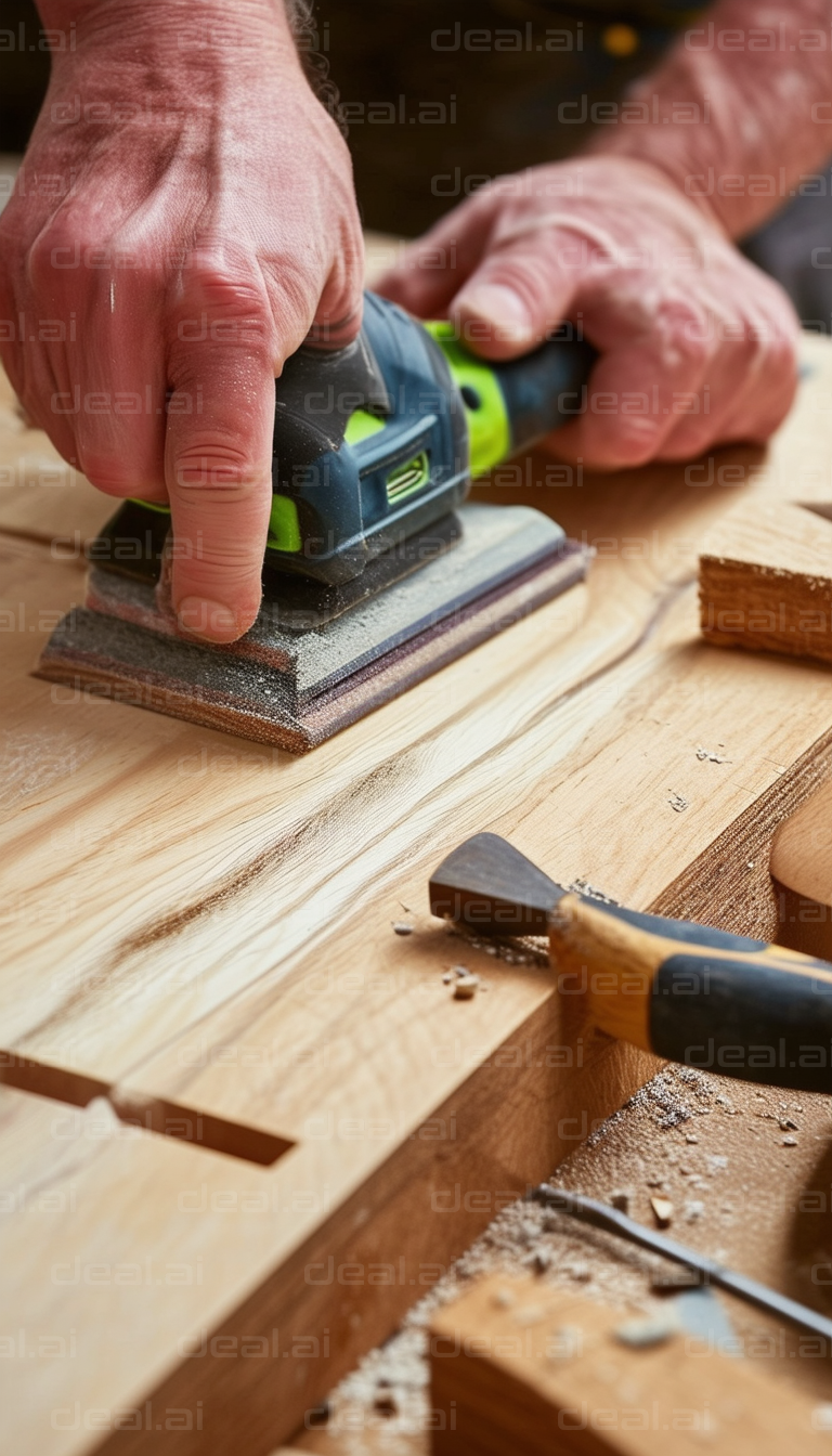 Careful Sanding of Wooden Surface