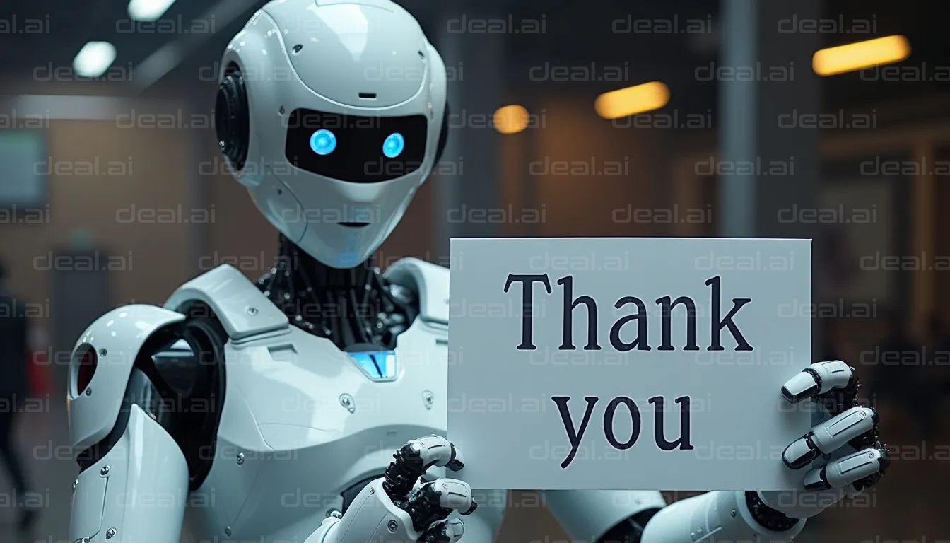 Robot Holding "Thank You" Sign